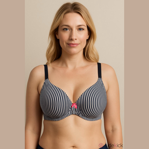 Maidenform Bra 38 DD Navy Blue and White Stripes